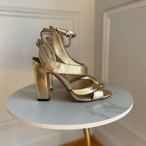 Jimmy Choo Falcon 100 Gold Metallic Heels